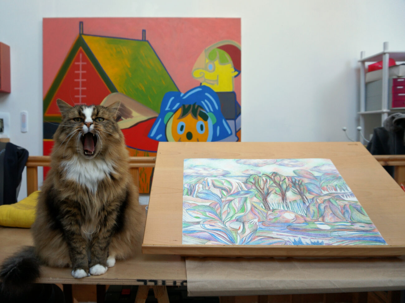 Atelier de benoit andro 2024. Dessin en cours avec Pompon qui rugit