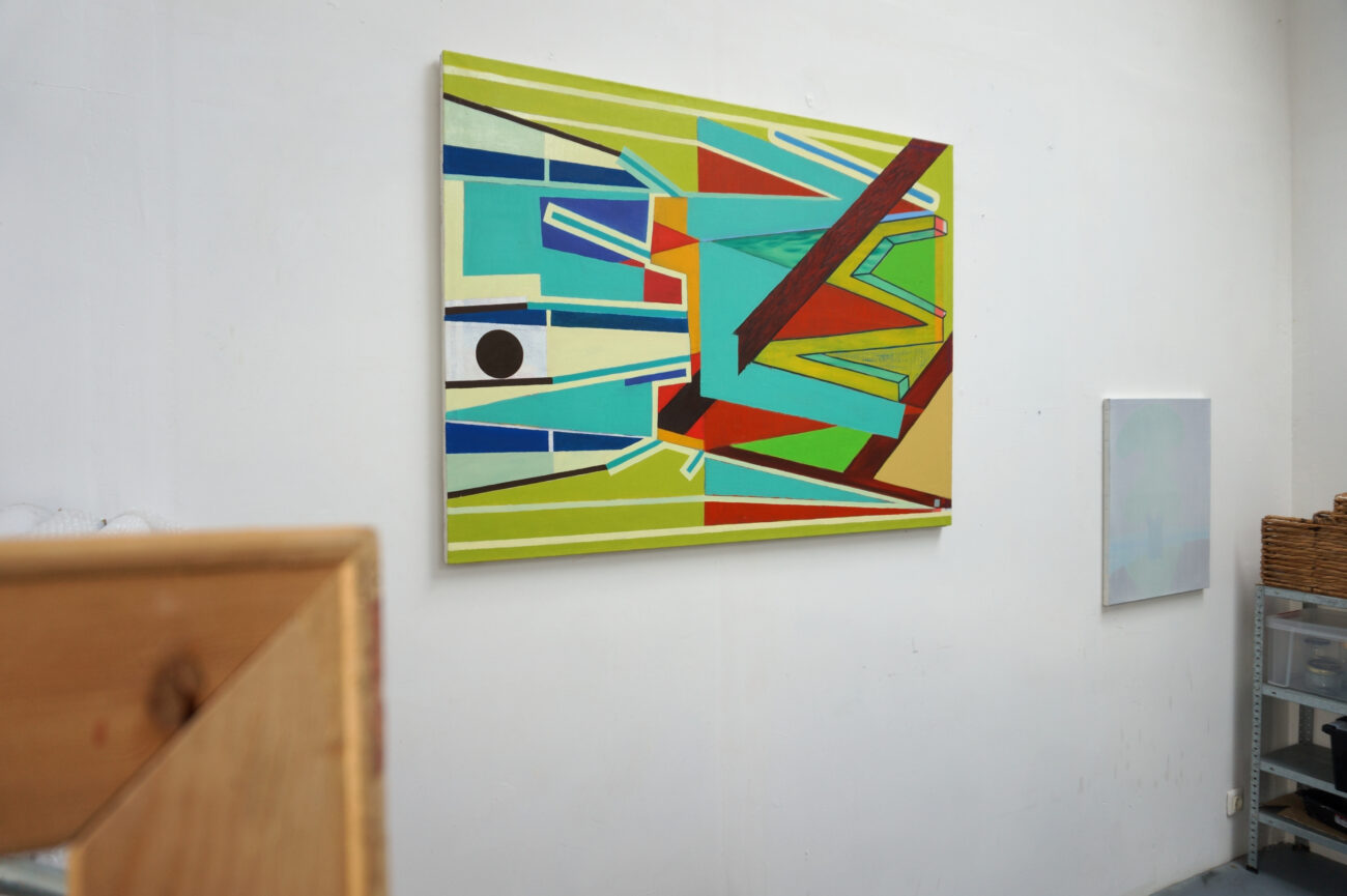 peinture abstraite unique au mur de benoit andro