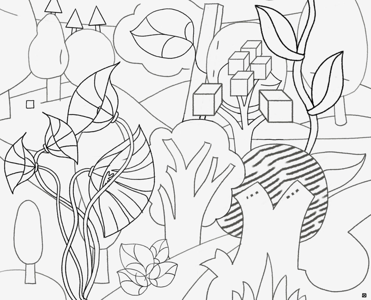 dessin esquisse fantaisie de benoit andro avec paysage