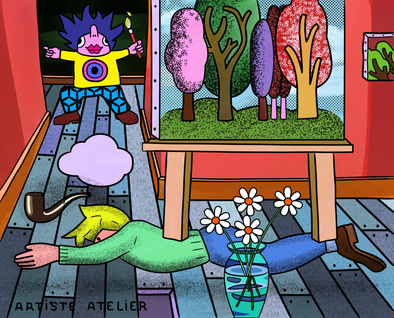 benoît andro projet de peinture dessin numérique couleur scène d'atelier