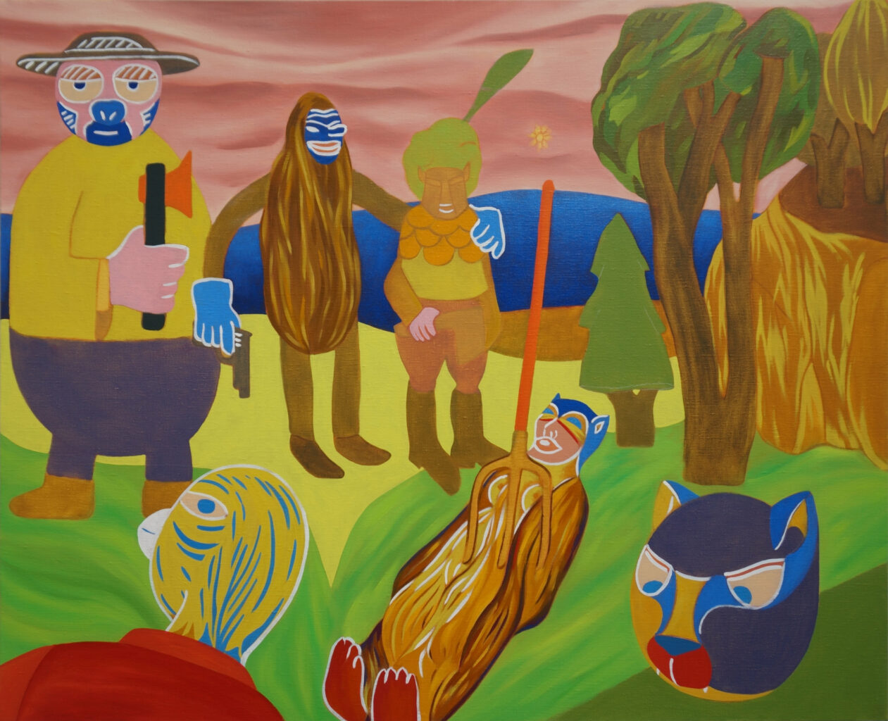 poésie fourche paysage personnage peinture à l'huile benoit andro