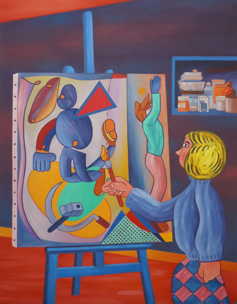 peinture benoit andro femme artiste chevalet
